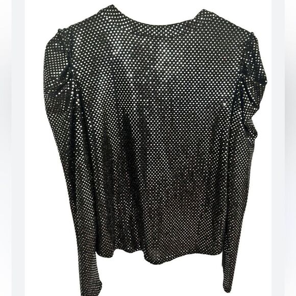 Ro & De black shimmer sequins puff sleeve top - Picture 7 of 7